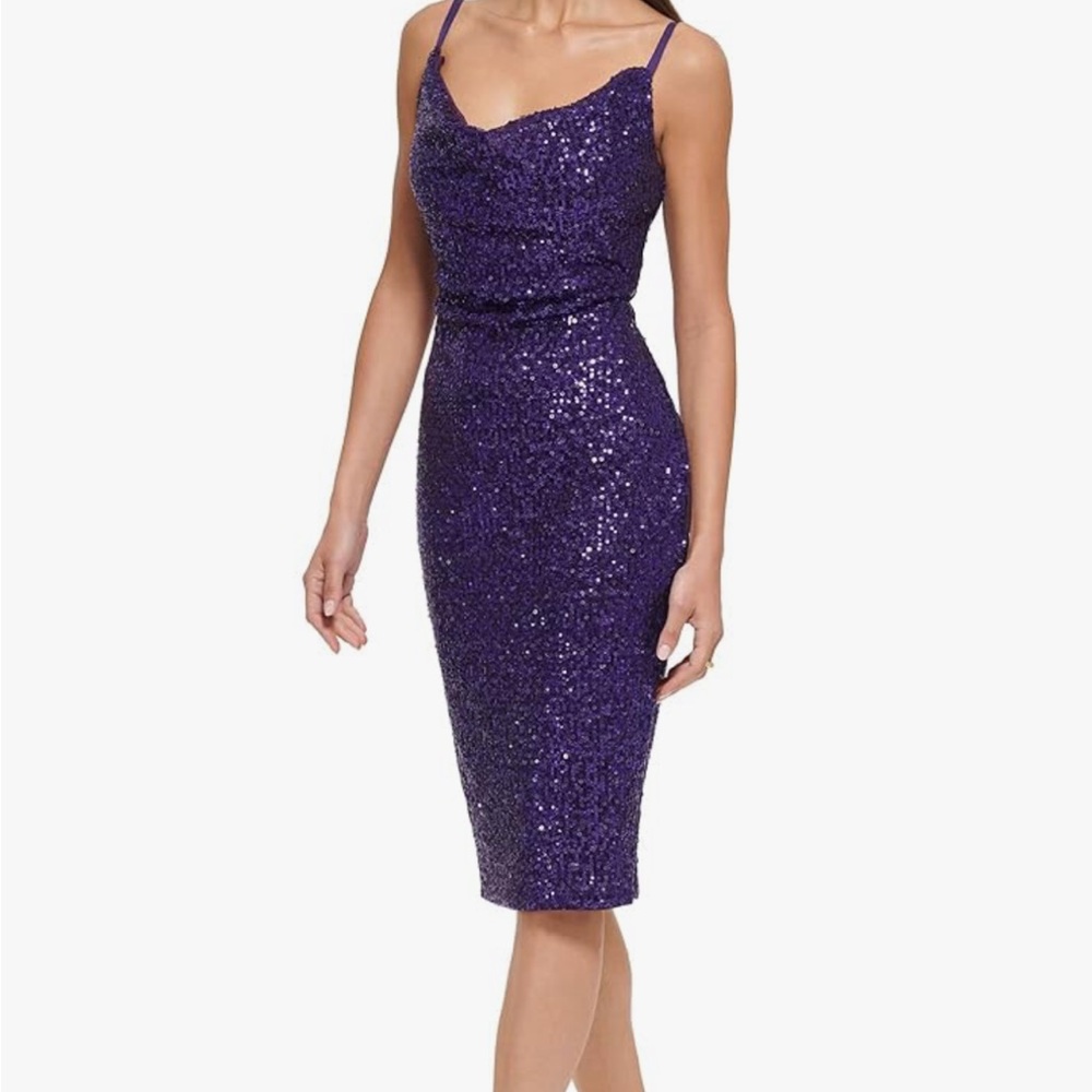 Guess Purple Sequin Midi Dress